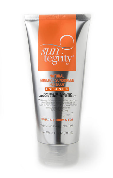 Suntegrity Unscented - Natural Mineral Sunscreen for Body, 3 oz. - Broad Spectrum SPF 30